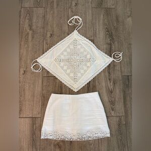 Abercrombie & Fitch White Lace Trim Top & Bottoms